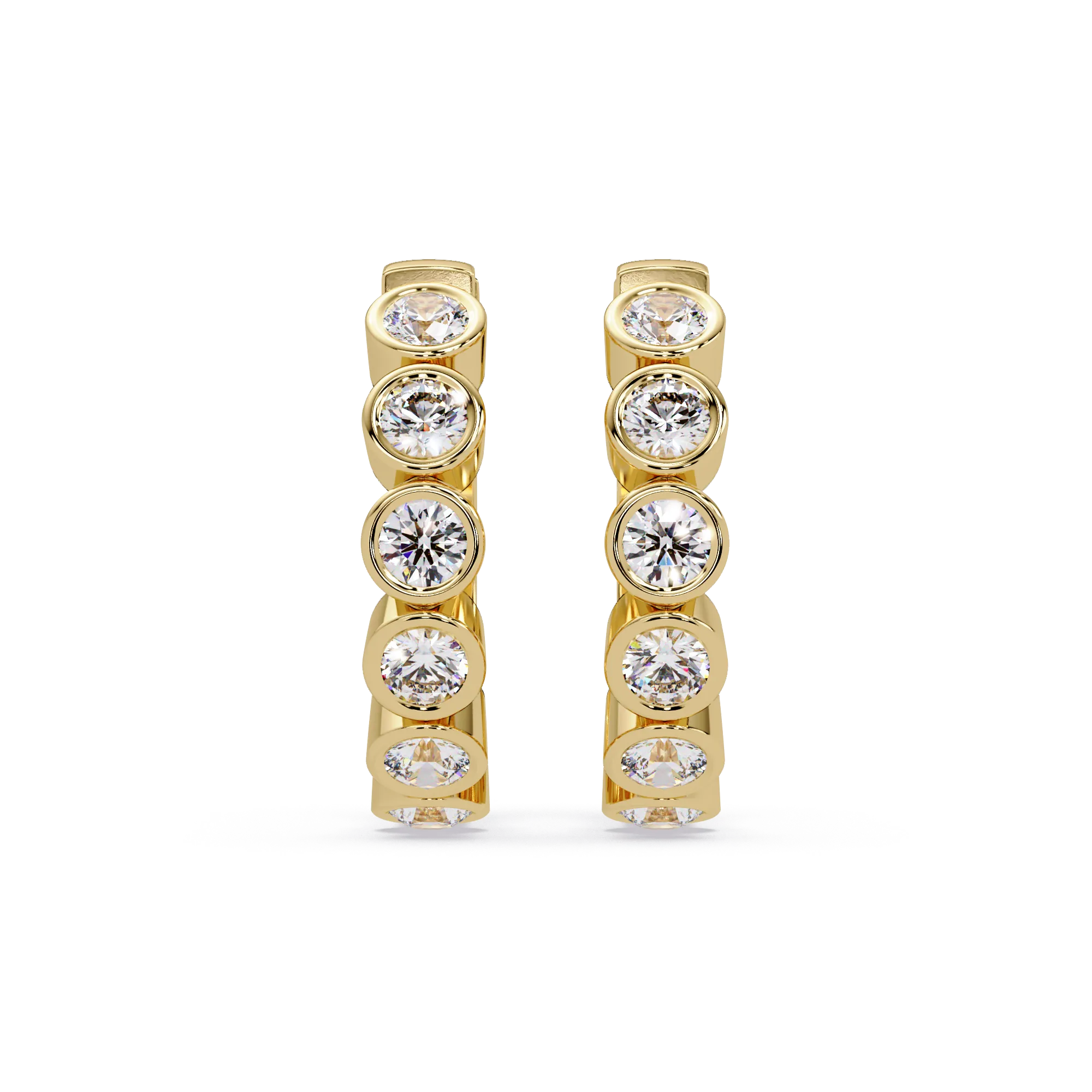 IGI Certified-1 Ct. Lab Grown Diamond (VS/E-F) Bezel-Set Round Diamond Huggie Hoop Earring