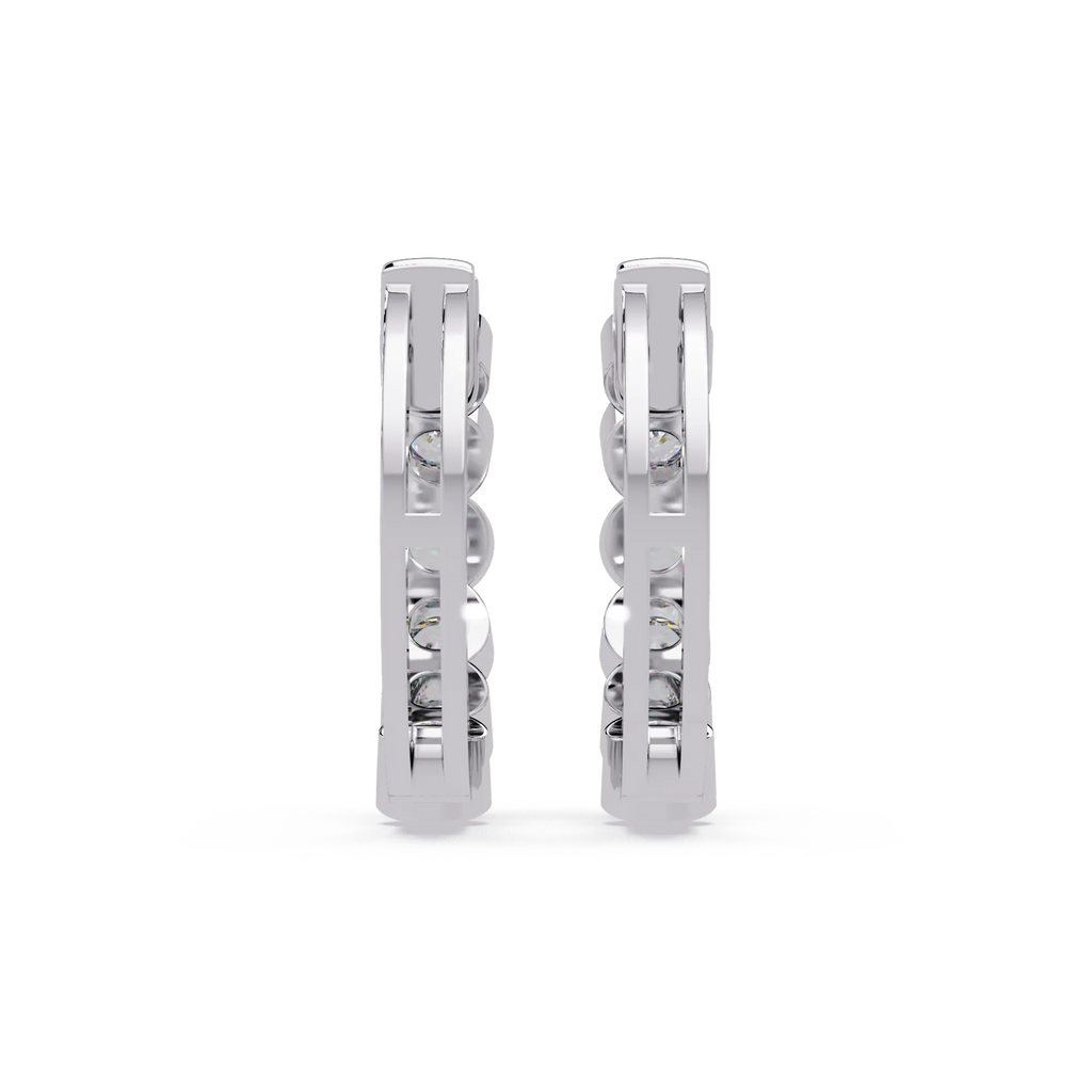 IGI Certified-1 Ct. Lab Grown Diamond (VS/E-F) Bezel-Set Round Diamond Huggie Hoop Earring
