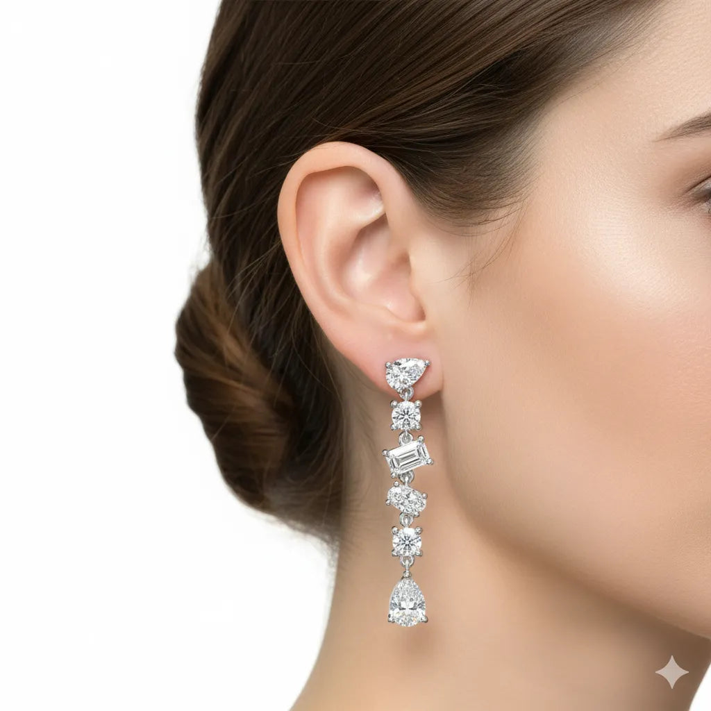 IGI Certified- 2.75 Ct. Lab Grown Diamond (VS/E-F) Dazzling Multi-Stone Drop Diamond Earring