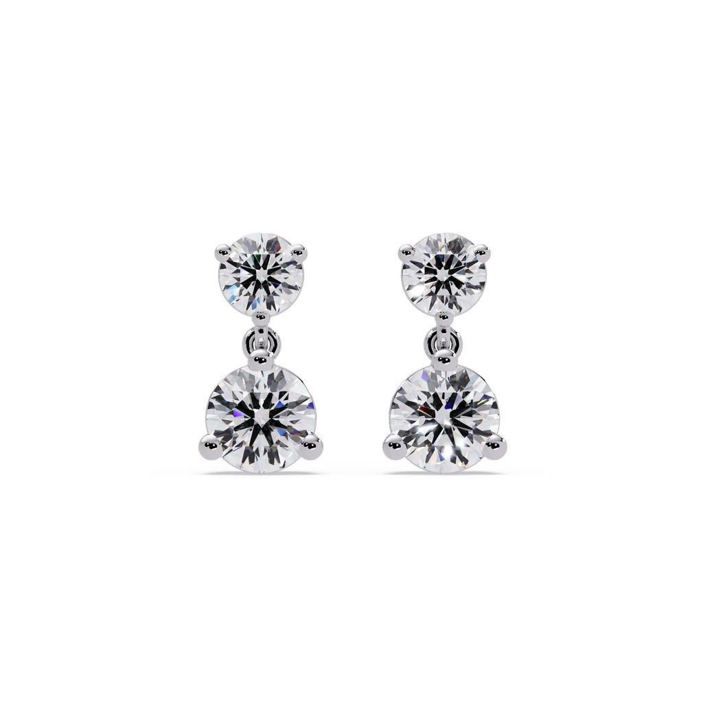 IGI Certified - 2.75 Ct Lab Grown Diamond (VS/E-F) Round Diamond Dangle Earrings