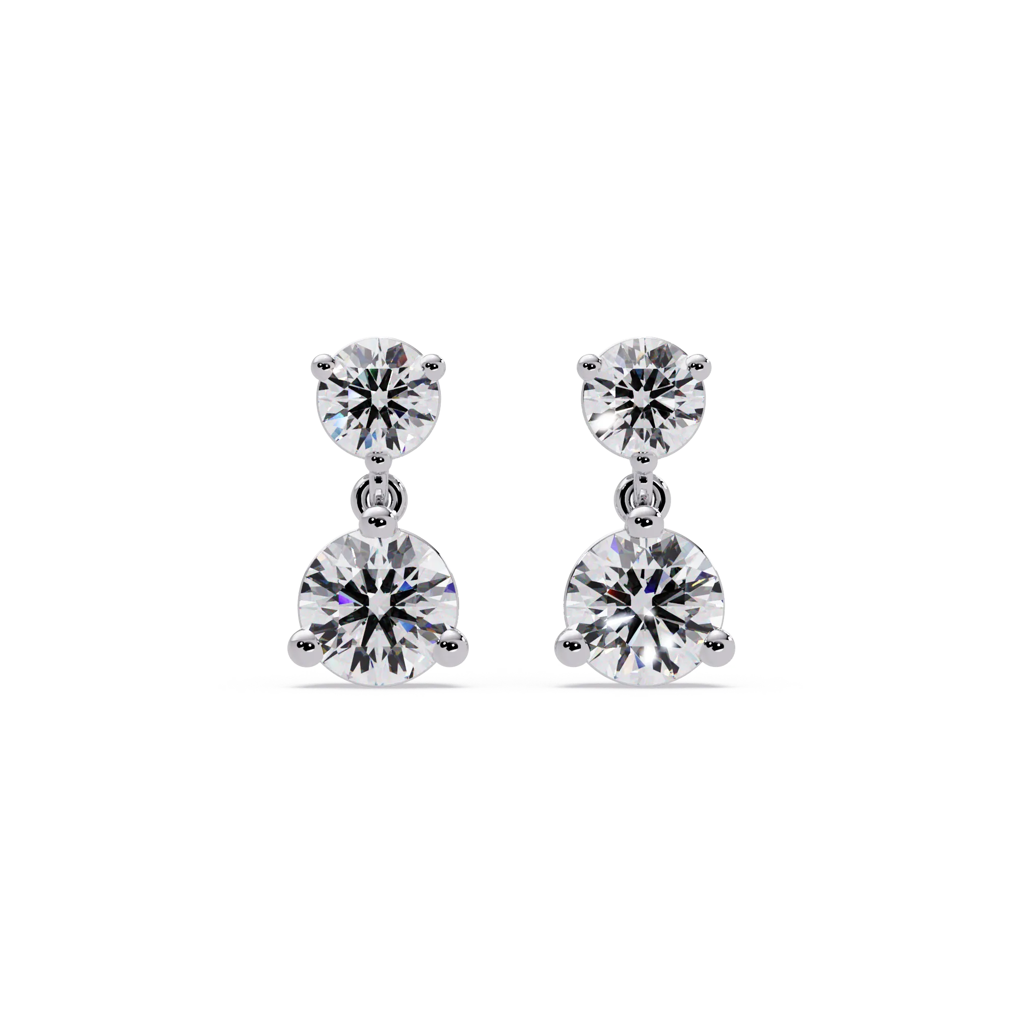 IGI Certified - 2.75 Ct Lab Grown Diamond (VS/E-F) Round Diamond Dangle Earrings