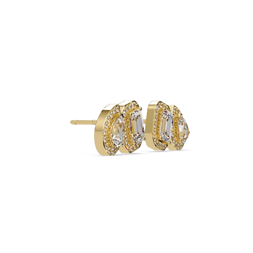 Diamond Cluster Ear Climbers / Stud Earrings (Emerald & Pear Cuts)