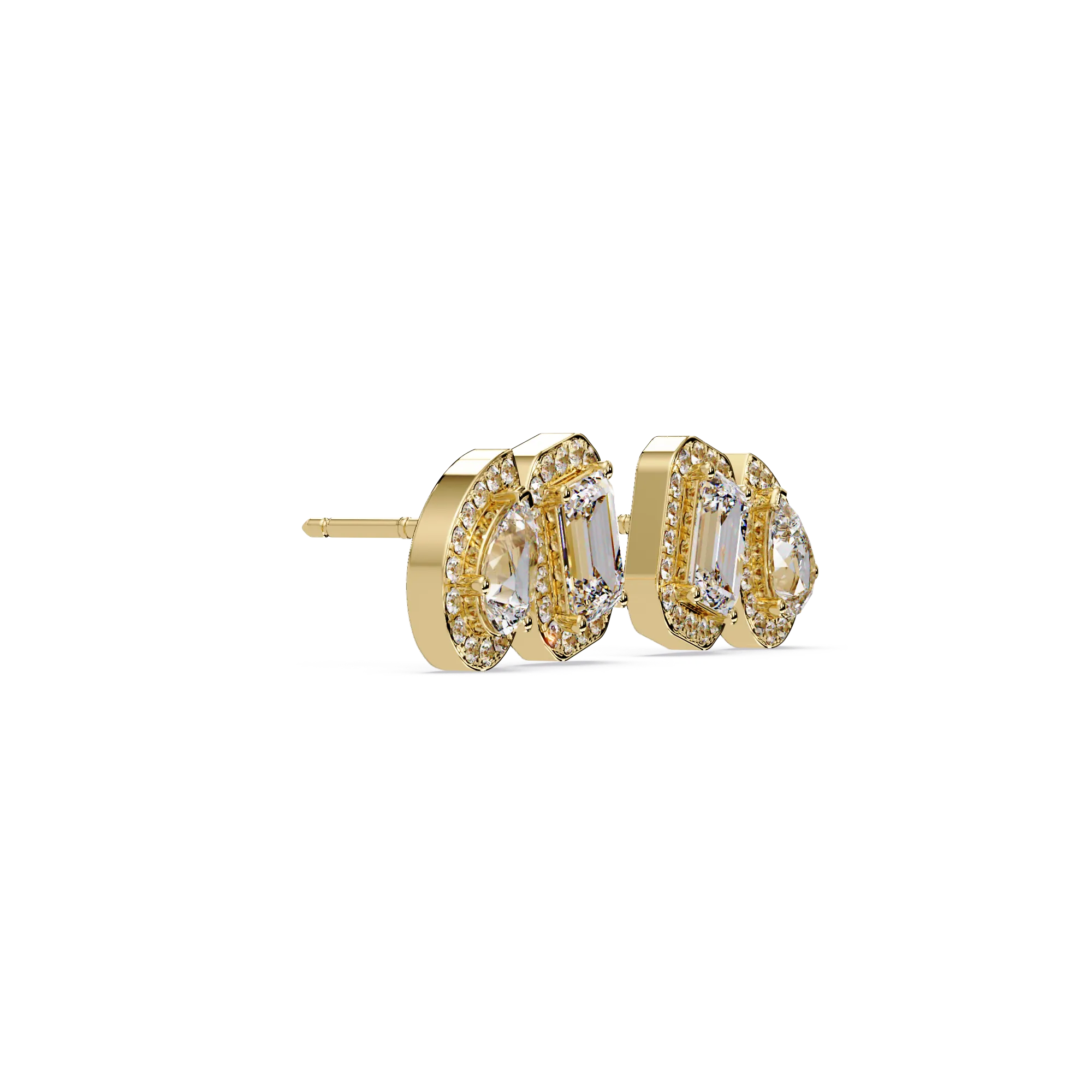 Diamond Cluster Ear Climbers / Stud Earrings (Emerald & Pear Cuts)