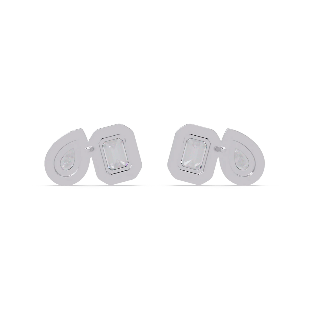 Diamond Cluster Ear Climbers / Stud Earrings (Emerald & Pear Cuts)