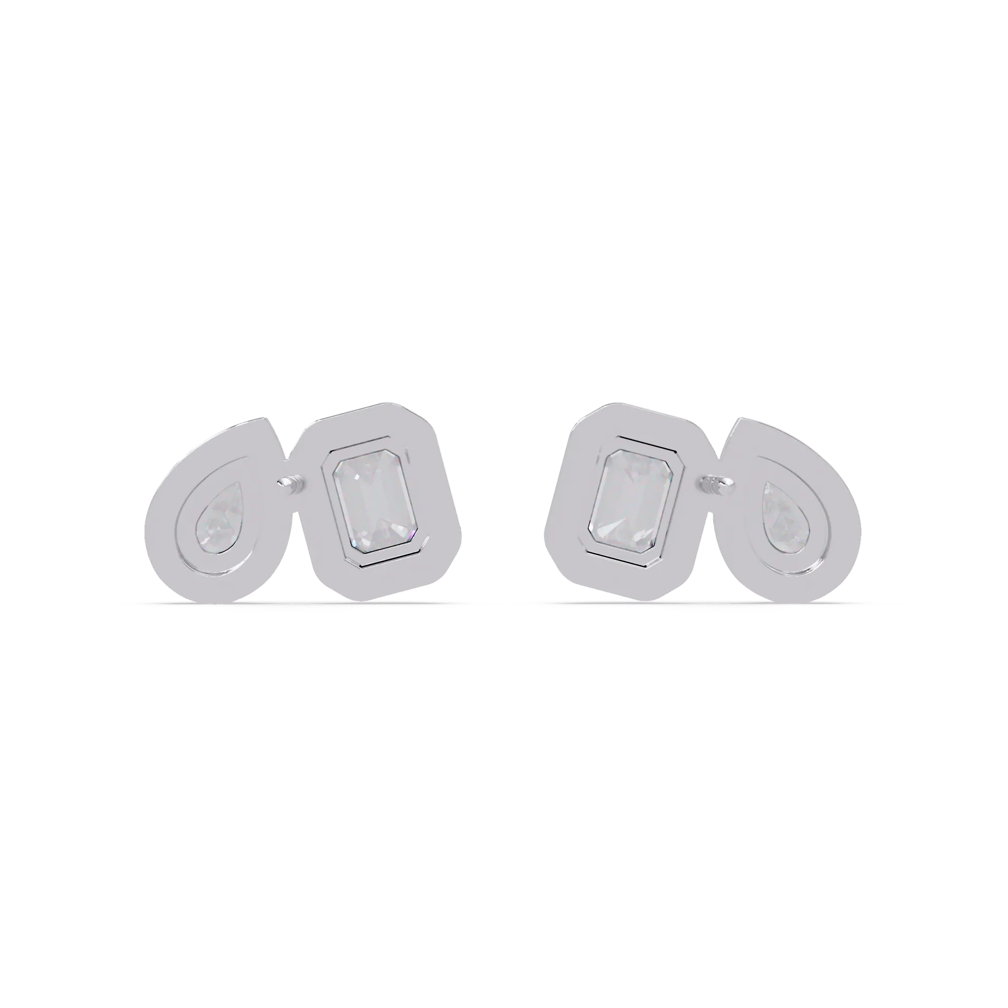 Diamond Cluster Ear Climbers / Stud Earrings (Emerald & Pear Cuts)