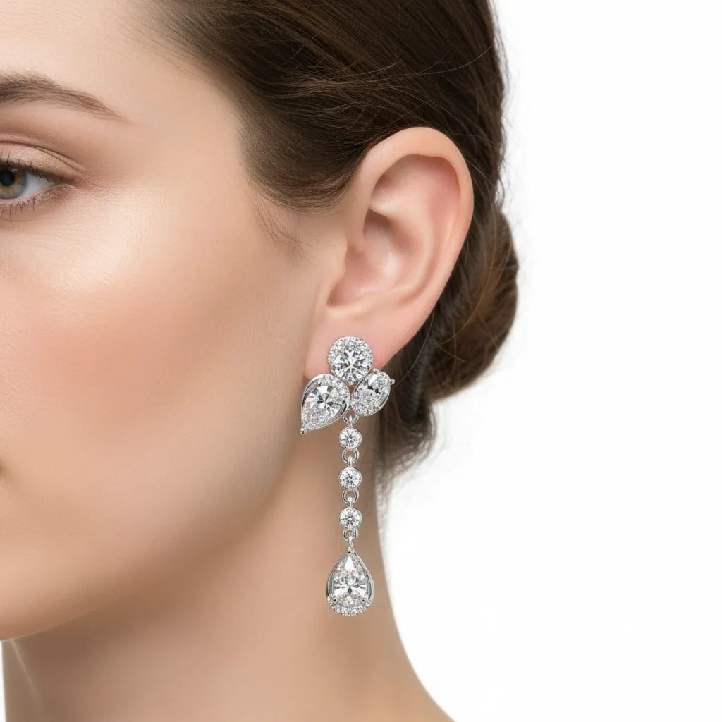 IGI Certified-5.25 Ct. Lab Grown Diamond (VS/E-F) Cascade Diamond Earring