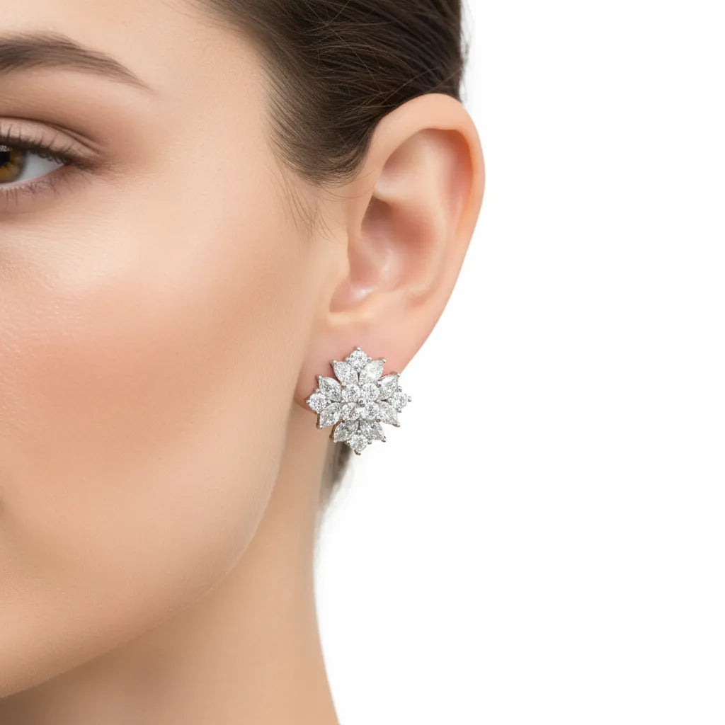 IGI Certified-3.00 Cts Lab Grown Diamond (VS/E-F) Snowflake Earring