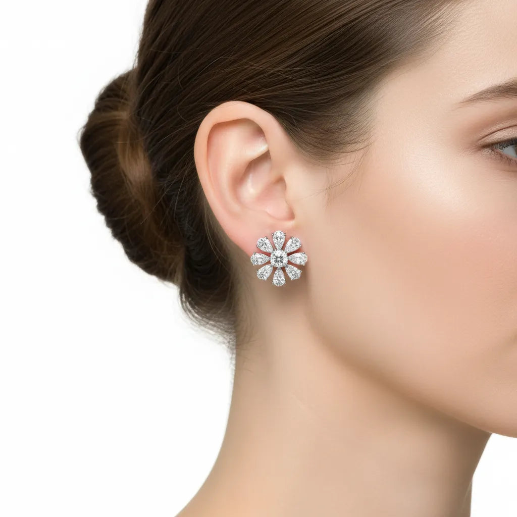 IGI Certified-3.5 Cts Lab Grown Diamond (VS/E-F) Flower Earring