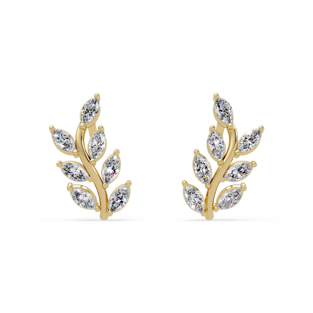 IGI Certified-1/3 Cts Lab Grown Diamond (VS/E-F) Leaf Climber Earring