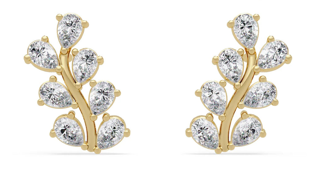 IGI Certified-0.60 Cts Lab Grown Diamond (VS/E-F) Leaf Earring -925 Sterling Silver