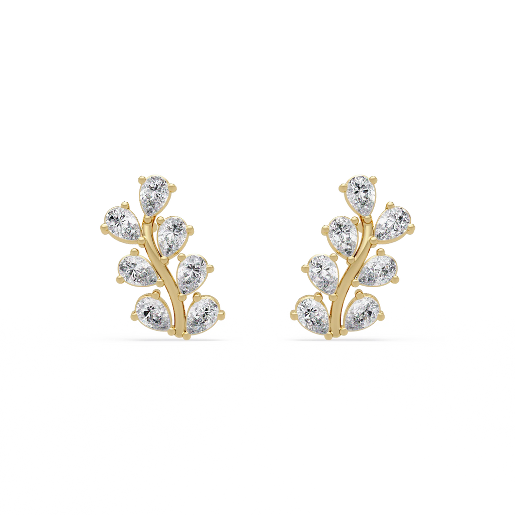 IGI Certified-0.60 Cts Lab Grown Diamond (VS/E-F) Leaf Earring -925 Sterling Silver