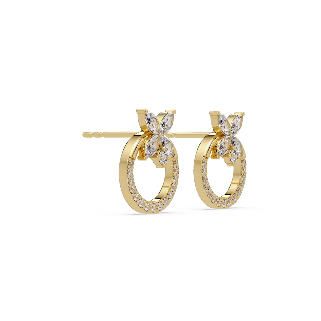 IGI Certified-2/3 Ct Lab Grown Diamond (VS/E-F) Floral Earring -925 Sterling Silver
