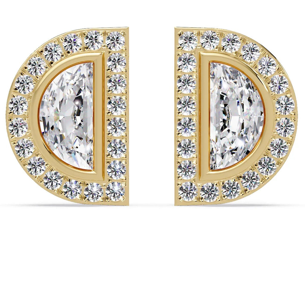 IGI Certified- 2/3 Ct Lab Grown Diamond (VS/E-F) Half Moon Stud Earrings