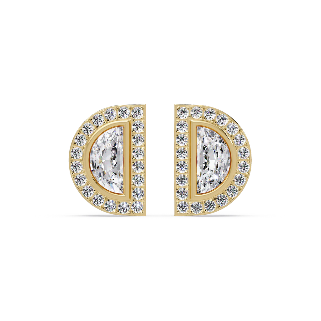 IGI Certified- 2/3 Ct Lab Grown Diamond (VS/E-F) Half Moon Stud Earrings