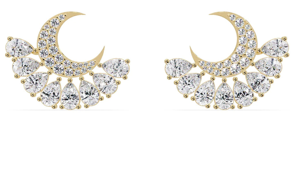 IGI Certified- 2.57 Ct Lab Grown Diamond (VS/E-F) Celestial Half Moon Earrings