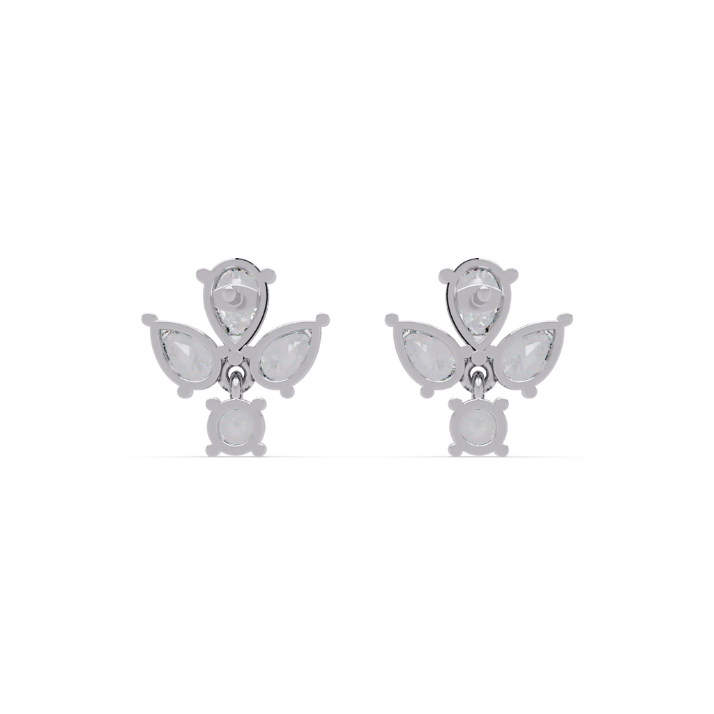 IGI Certified- 2 Ct Lab Grown Diamond (VS/E-F) Floral Pear and Round Drop Earrings