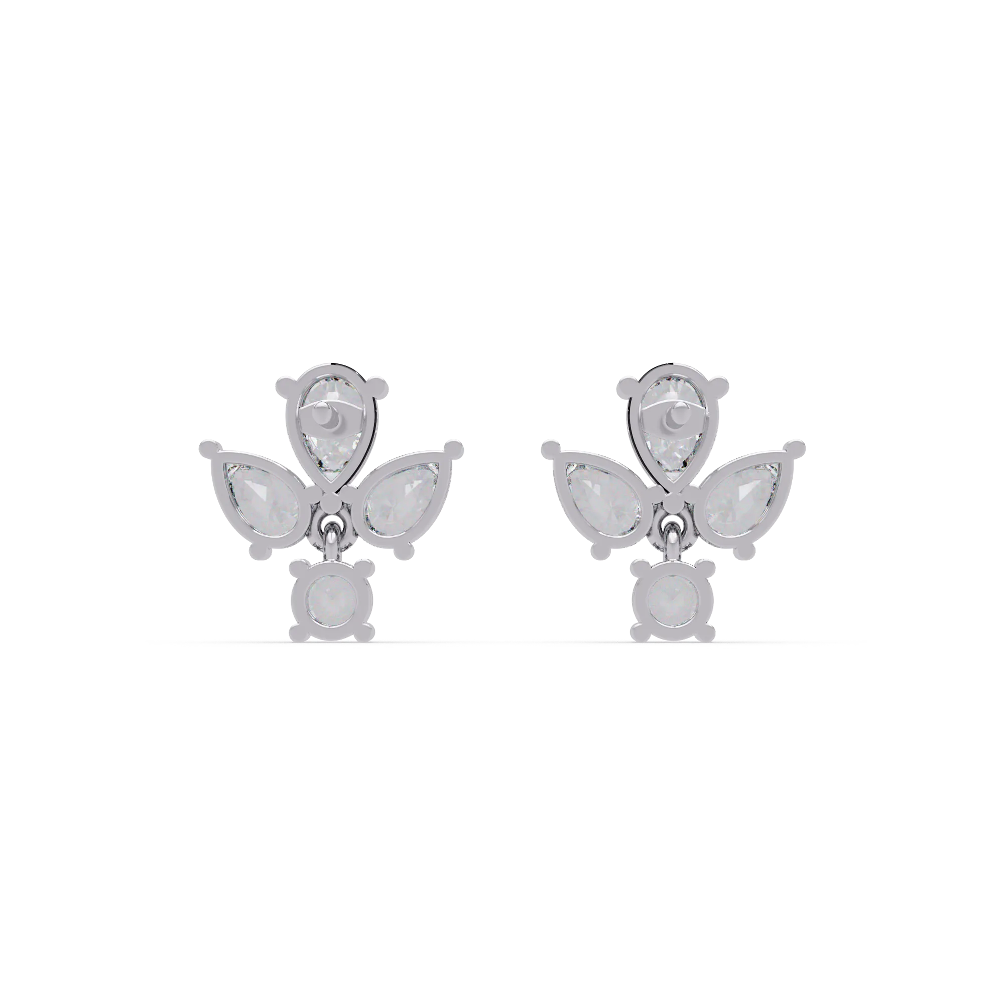 IGI Certified- 2 Ct Lab Grown Diamond (VS/E-F) Floral Pear and Round Drop Earrings