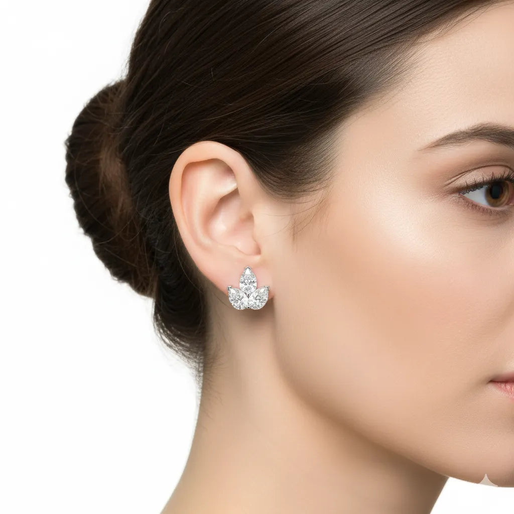 IGI Certified- 3.00 Ct Lab Grown Diamond (VS/E-F) Lotus Earrings