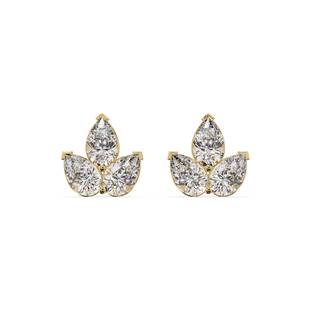 IGI Certified- 3.00 Ct Lab Grown Diamond (VS/E-F) Lotus Earrings