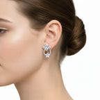 IGI Certified- 4.25 Ct Lab Grown Diamond (VS/E-F) Floral J-Hoop Earrings