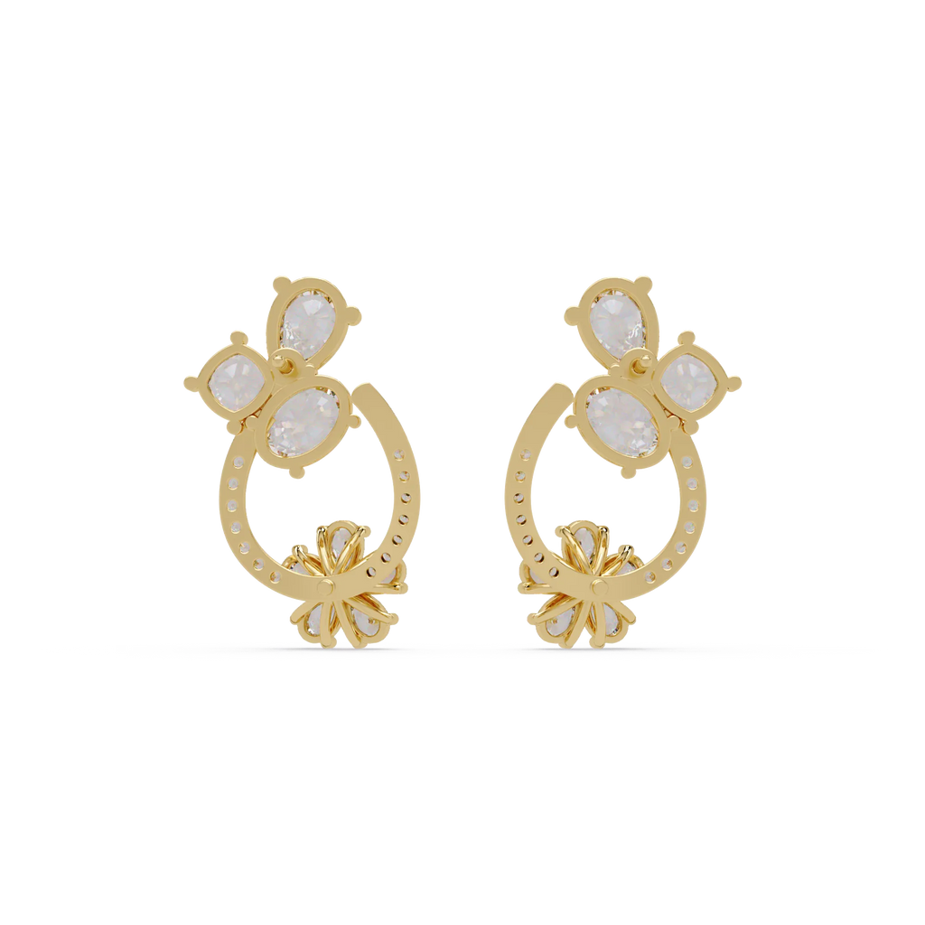 IGI Certified- 4.25 Ct Lab Grown Diamond (VS/E-F) Floral J-Hoop Earrings