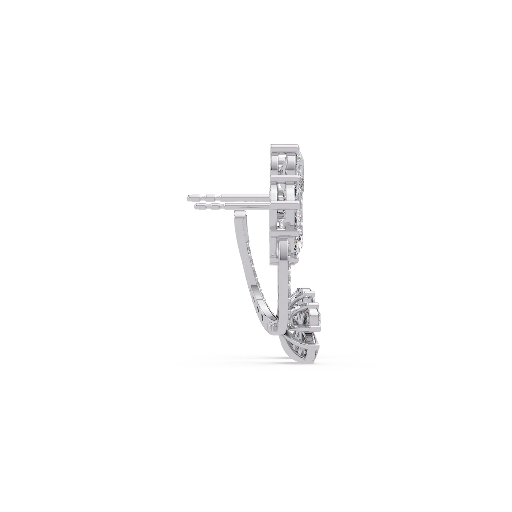 IGI Certified- 4.25 Ct Lab Grown Diamond (VS/E-F) Floral J-Hoop Earrings