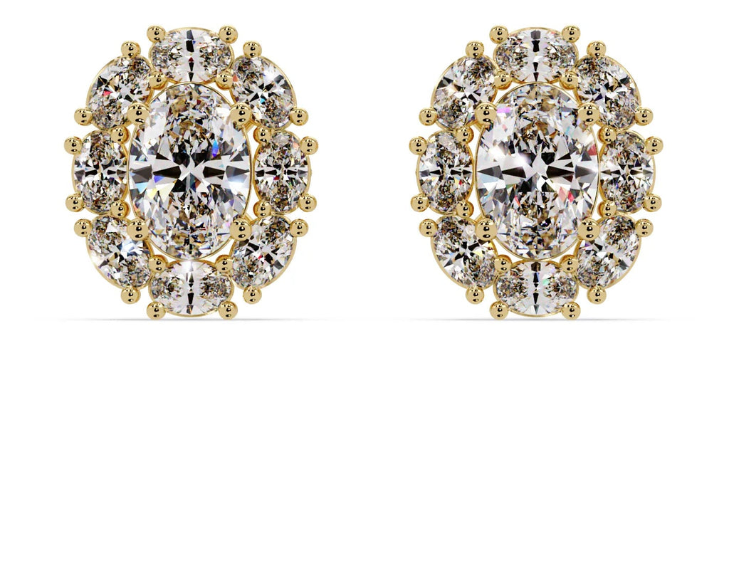 IGI Certified- 1.75 Ct Lab Grown Diamond (VS/E-F) Oval Halo Earrings
