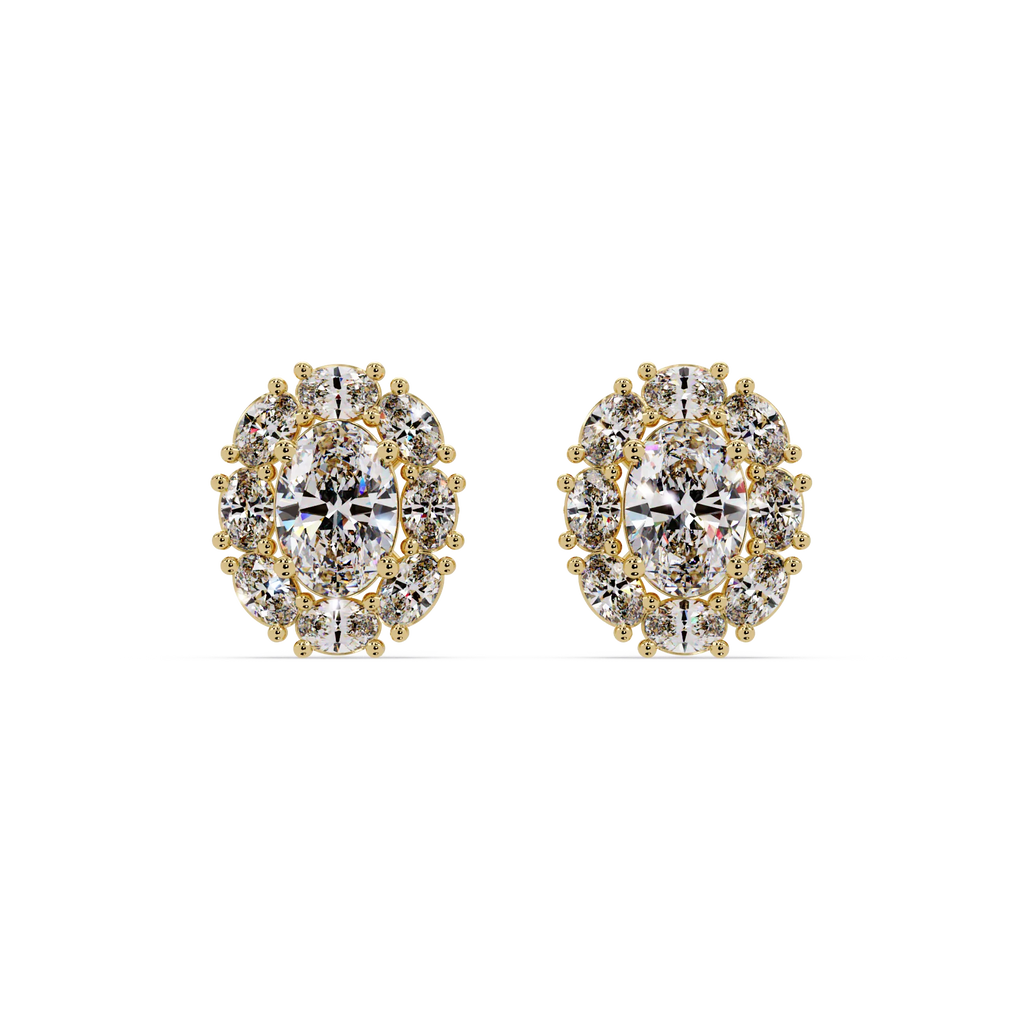 IGI Certified- 1.75 Ct Lab Grown Diamond (VS/E-F) Oval Halo Earrings