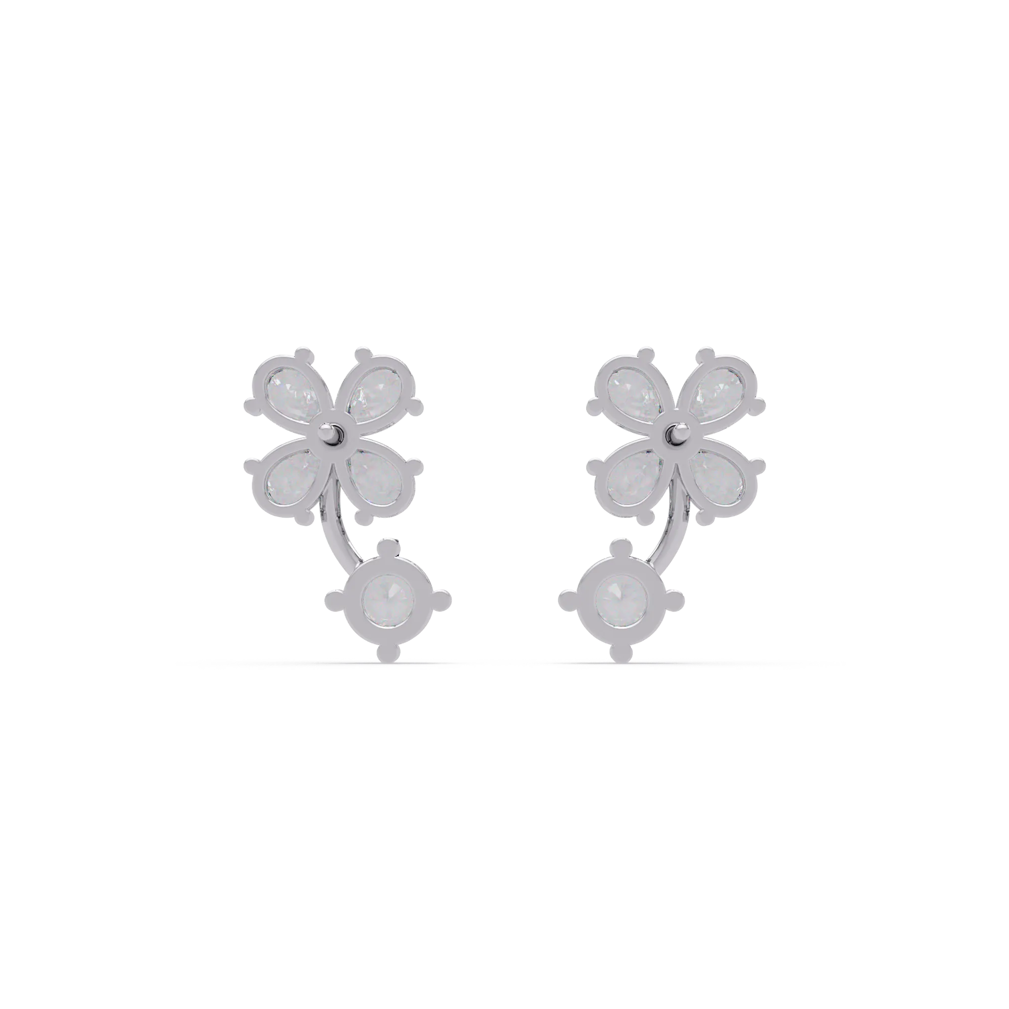 IGI Certified- 1.60 Ct Lab Grown Diamond (VS/E-F) Clover Earrings