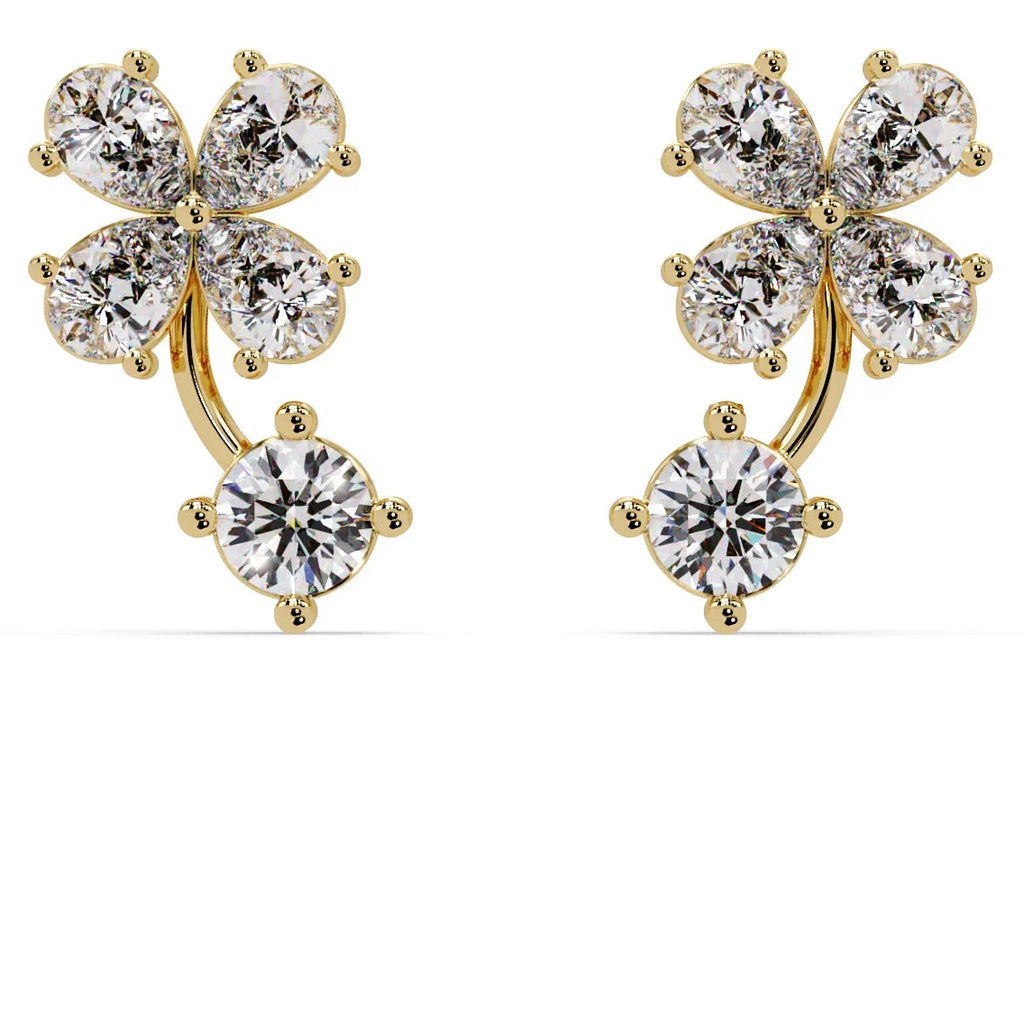 IGI Certified- 1.60 Ct Lab Grown Diamond (VS/E-F) Clover Earrings