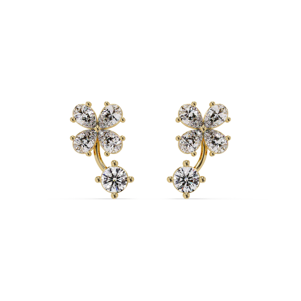 IGI Certified- 1.60 Ct Lab Grown Diamond (VS/E-F) Clover Earrings