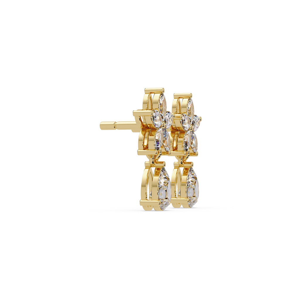 IGI Certified- 1.75 Ct Lab Grown Diamond (VS/E-F) Floral Tear Drop Earrings