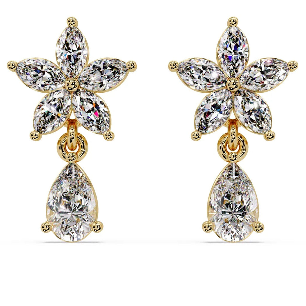 IGI Certified- 1.75 Ct Lab Grown Diamond (VS/E-F) Floral Tear Drop Earrings