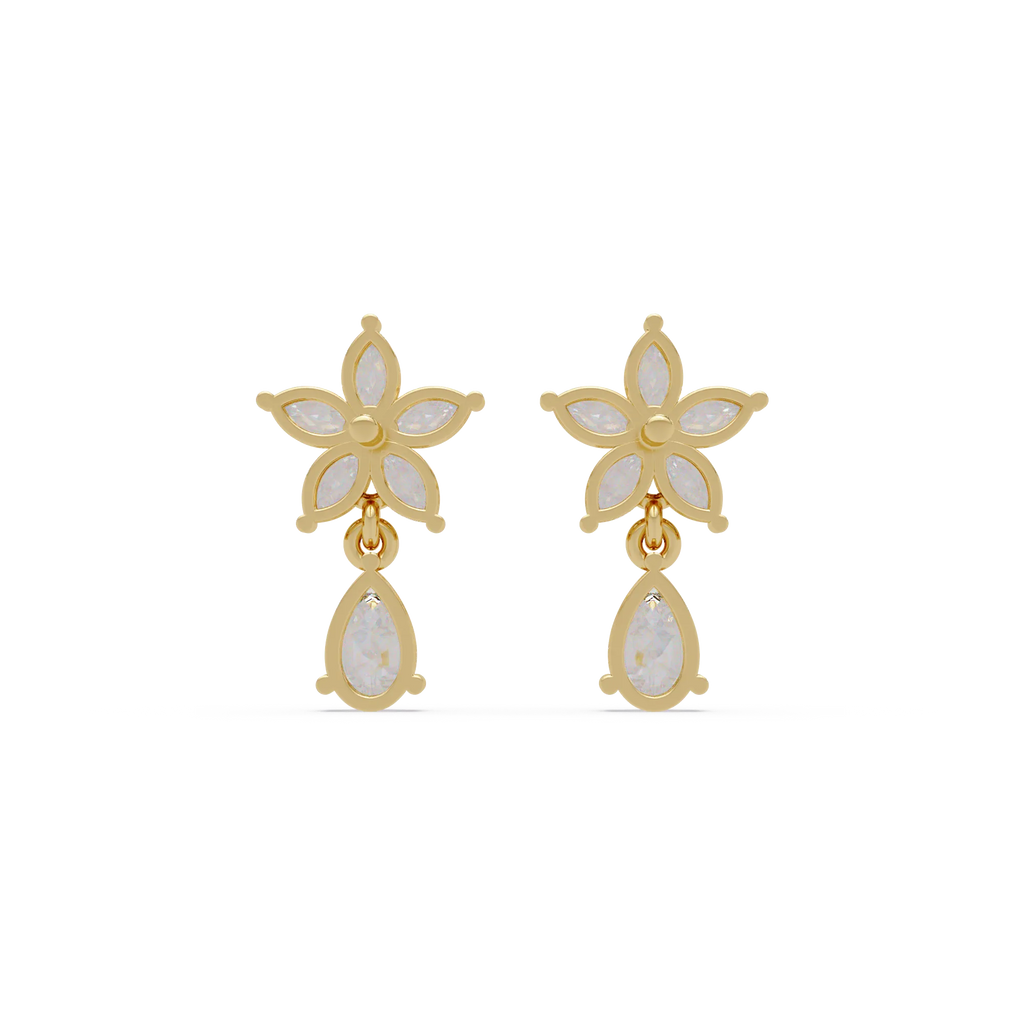 IGI Certified- 1.75 Ct Lab Grown Diamond (VS/E-F) Floral Tear Drop Earrings