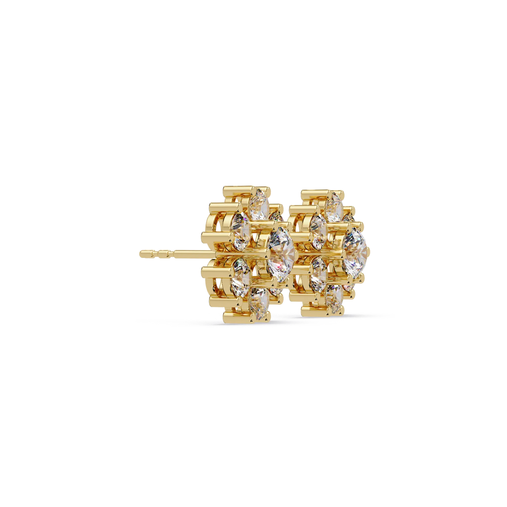 IGI Certified- 3.00 Ct Lab Grown Diamond (VS/E-F) Fleur Round Earrings