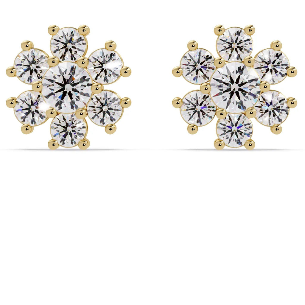 IGI Certified- 3.00 Ct Lab Grown Diamond (VS/E-F) Fleur Round Earrings