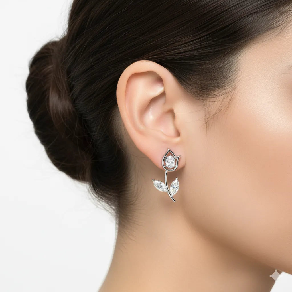 IGI Certified- 1/3 Ct Lab Grown Diamond (VS/E-F) Tulip Petal Earrings