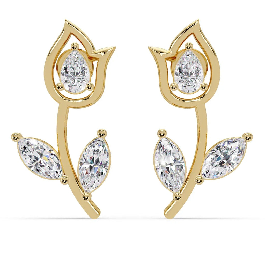 IGI Certified- 1/3 Ct Lab Grown Diamond (VS/E-F) Tulip Petal Earrings