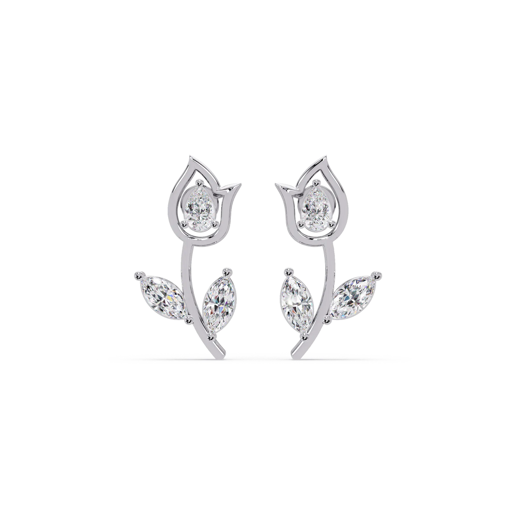 IGI Certified- 1/3 Ct Lab Grown Diamond (VS/E-F) Tulip Petal Earrings