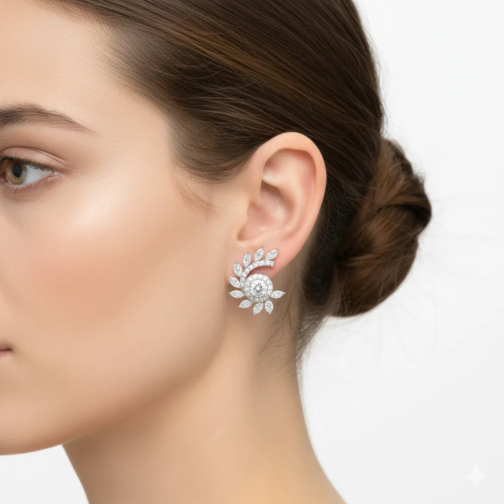 IGI Certified- 2.00 Ct Lab Grown Diamond (VS/E-F) Constellation Swirl Diamond Earring