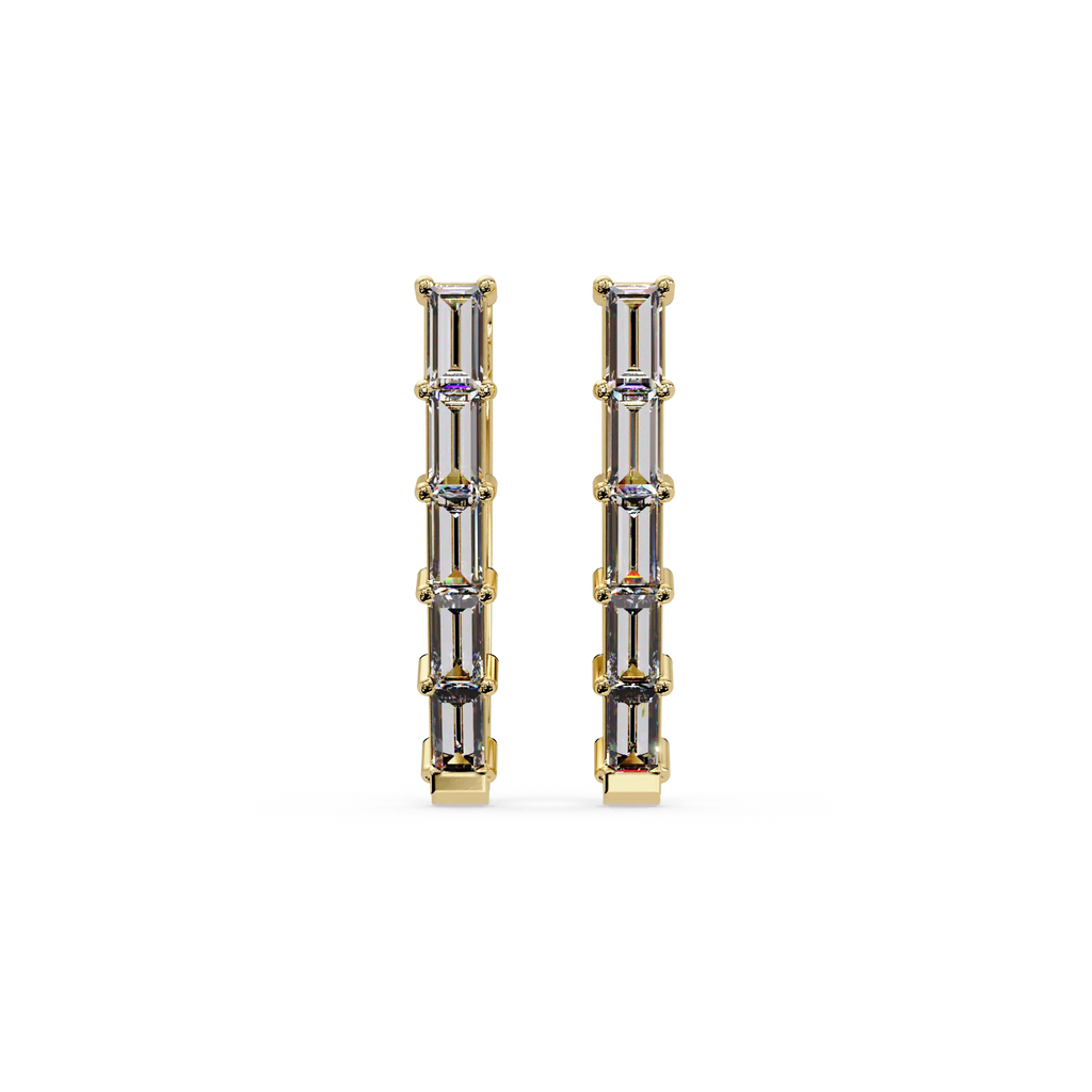 IGI Certified- 1/2 Ct Lab Grown Diamond (VS/E-F) Elongated Baguette Earrings
