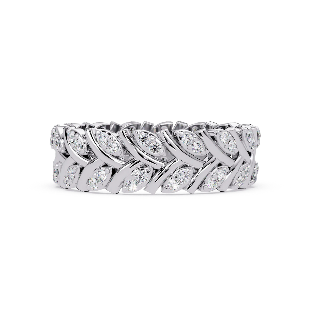 IGI Certified - 1/2 Ct. Lab Grown Diamond (VS/E-F) Leaf Motif Full-Eternity Diamond Ring – 9K/18K Gold Ring