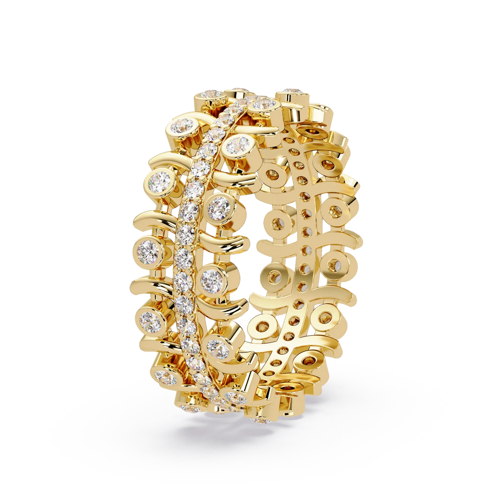 IGI Certified - 1/2 Ct. Lab Grown Diamond (VS/E-F) Diamond Eternity Band – Double-Row Articulated Design Ring