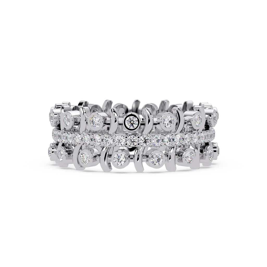IGI Certified - 1/2 Ct. Lab Grown Diamond (VS/E-F) Diamond Eternity Band – Double-Row Articulated Design Ring