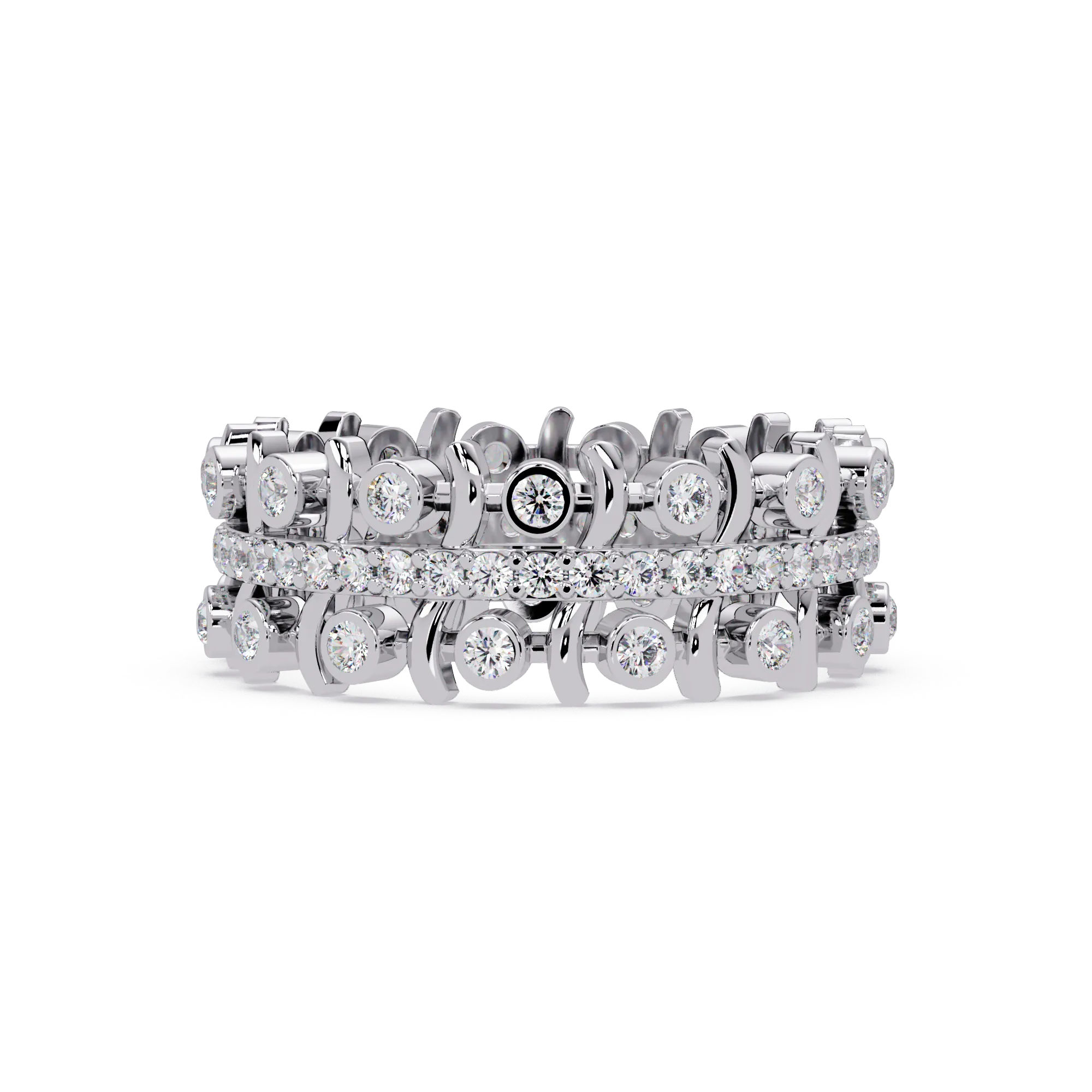 IGI Certified - 1/2 Ct. Lab Grown Diamond (VS/E-F) Diamond Eternity Band – Double-Row Articulated Design Ring