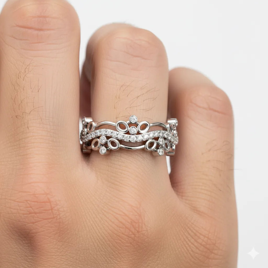 IGI Certified - 1/2 Ct. Lab Grown Diamond (VS/E-F) Ornate Curved Diamond Lace Ring