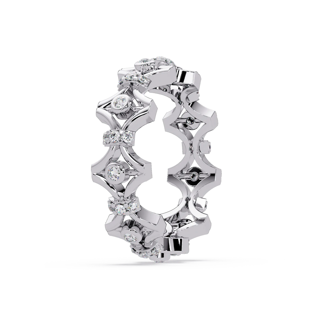 IGI Certified - 1/2 Ct. Lab Grown Diamond (VS/E-F) Celestial Hexa Crown Eternity Band Ring