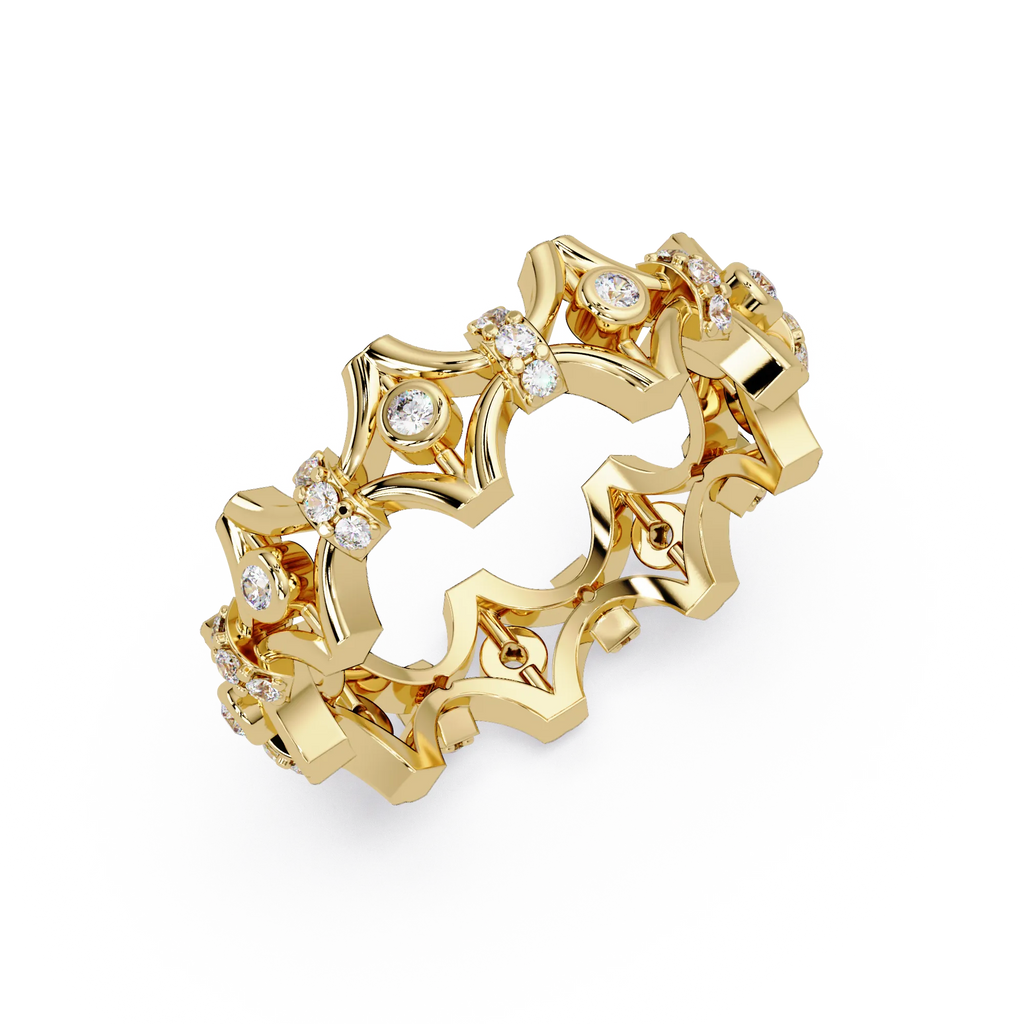 IGI Certified - 1/2 Ct. Lab Grown Diamond (VS/E-F) Celestial Hexa Crown Eternity Band Ring
