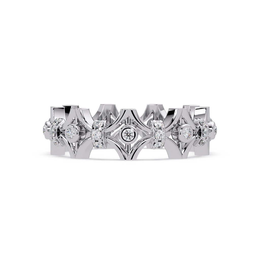 IGI Certified - 1/2 Ct. Lab Grown Diamond (VS/E-F) Celestial Hexa Crown Eternity Band Ring
