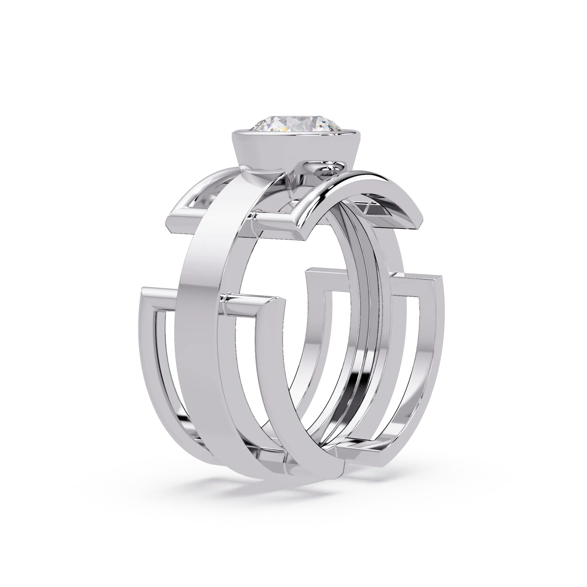 IGI Certified - 1 Ct. Lab Grown Diamond (VS/E-F) Apex Luxe Geometric Round Diamond Engagement Ring